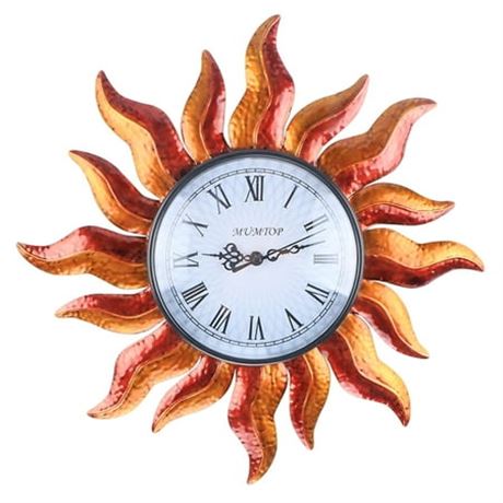 Outdoor Sun Wall Clock, Wall-Mounted Decor