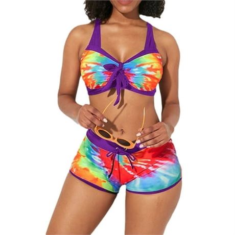 3XL Tie-Dye Print Women 2pc Bench Bathing Suit