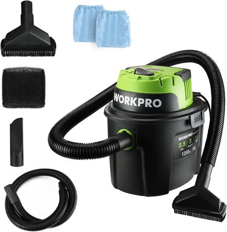 WORKPRO Wet/Dry Vacuum 2.5 Gal 3HP, Portable