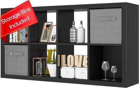 8-Cube Bookshelf with Storage, Home Office