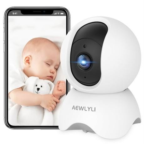 AEWLYLI Baby Monitor, 360-Degree 1080P Cam