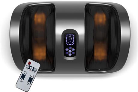 Shiatsu Foot Massager w/ Heat, LCD, Remote (Grey)