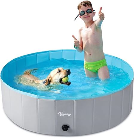 Toozey Dog Pool, 47.2" x 11.8", Foldable, Gray