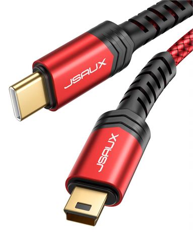 JSAUX Mini USB to Type C Cable, 6.6FT 2M/Red