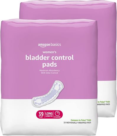 Amazon Basics Women's Incontinence Pads, 78ct