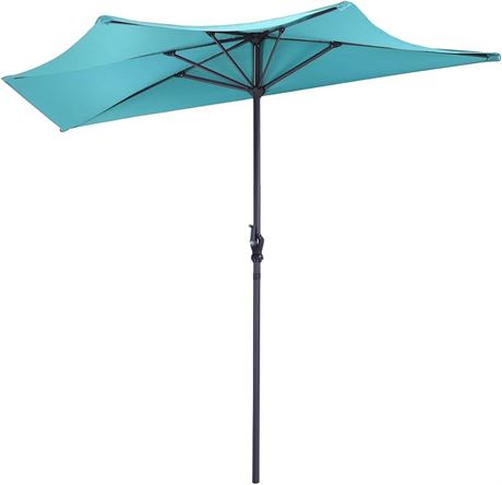 9FT Half Round Umbrella Replacement Canopy | 5-Rib UV Resistant Cover For Patio Umbrellas