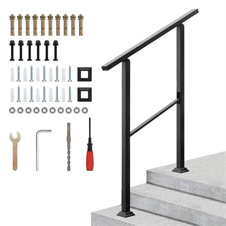 Iron Handrails for 2-3 Steps, Adjustable Kit