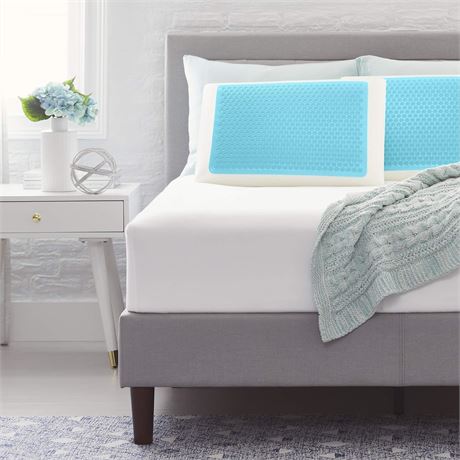 Blue Bubble Gel + Memory Foam Pillow, Standard