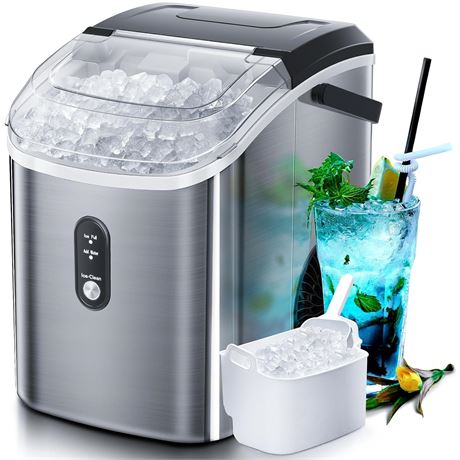 Black Nugget Countertop Ice Maker 34Lbs/24H