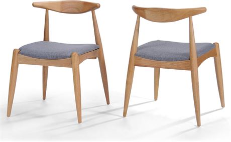 Francie Grey Fabric Oak Dining Chairs, 2pcs