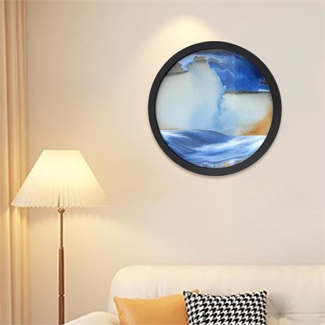17.3'' Wall Mounted Sand Art in Wood Frame (Blue)
