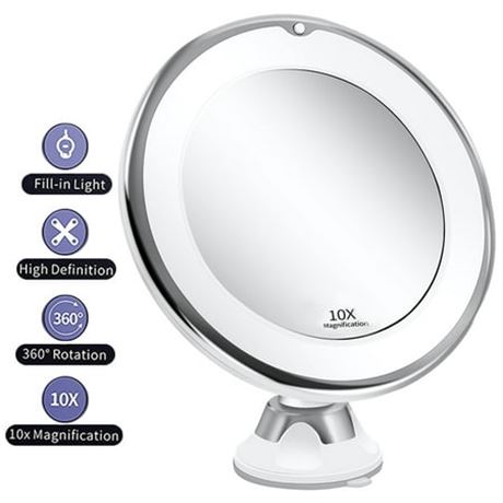 10x Magnifying Lighted Makeup Mirror with 360