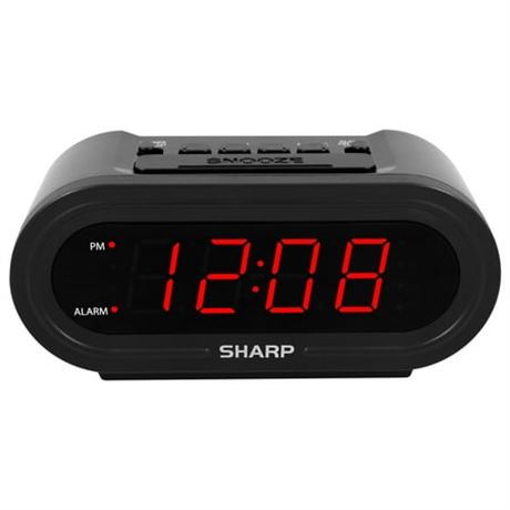 Sharp Digital Alarm - AccuSet, Black