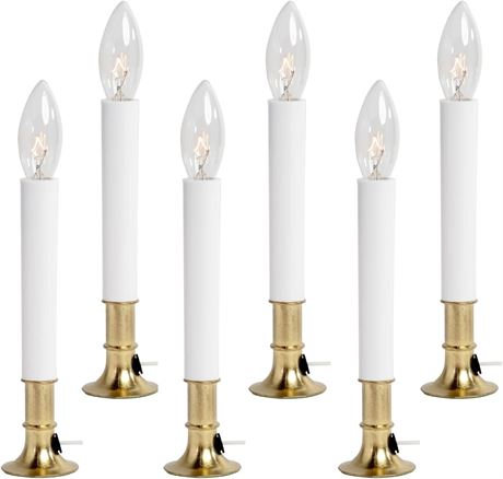 Electric Candle Lamp, Brass, 6 Pack