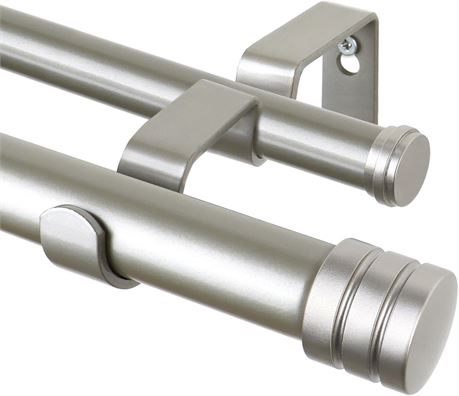 TONIAL Double Curtain Rods 72-144", Silver