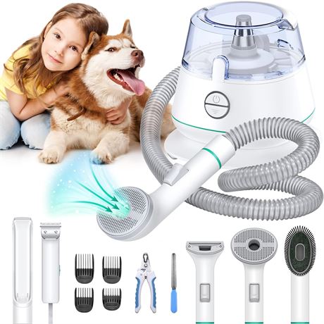 7-in-1 Pet Grooming Vacuum, Low Noise, White