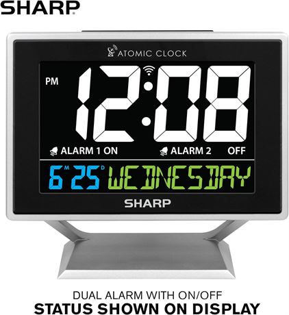 SHARP Desktop Atomic LCD Battery Clock