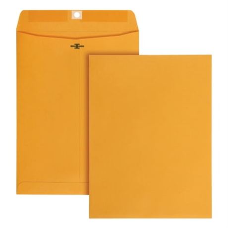 Clasp Envelopes, 9x12 in, Brown Kraft, 100/Box