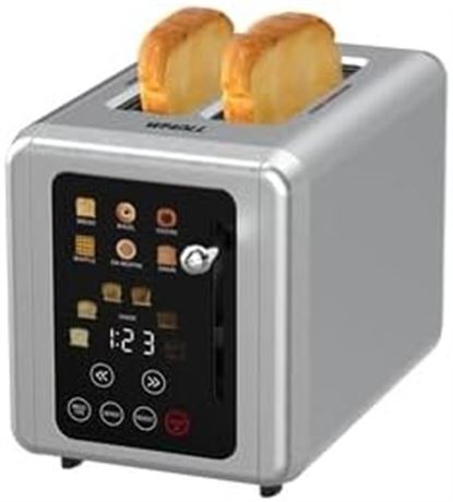 WHALL Touch Screen 2 Slice Toaster, Silver