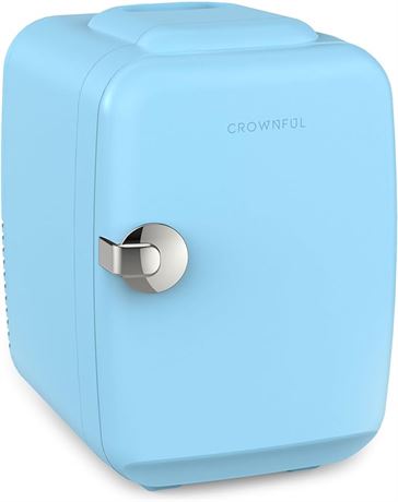Crownful 4 Liter/6 Can Mini Fridge Blue