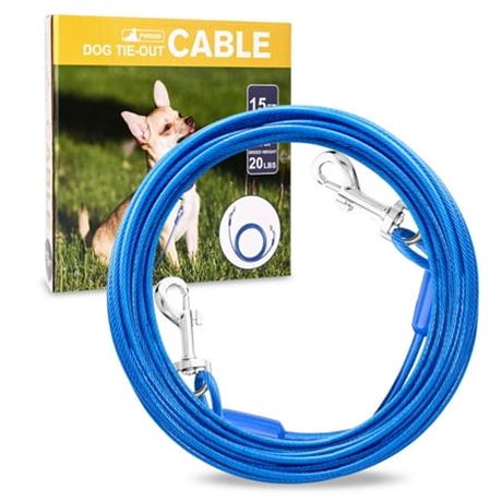 Petbobi Dog Cable, 15ft, Swivel Hooks, 20lbs