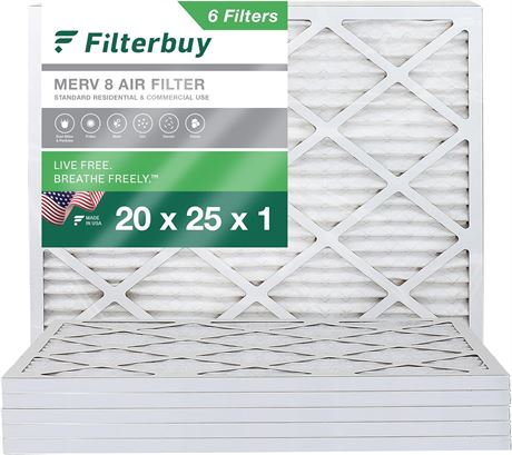 MERV 8 Air Filter 20x25x1, 6-Pack