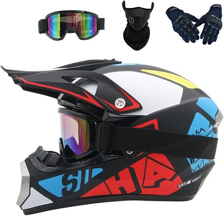 Motocross Helmet Set, DOT-Approved, C XL