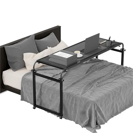 Elevon Overbed Table with Wheels, Black