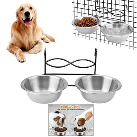 Dog Crate Bowls; Steel; Non Spill