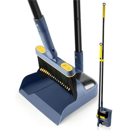 54" Handle Broom & Dustpan Set - Dark Blue