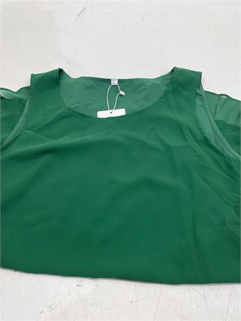 V-neck Sleeveless Green Top - Plus Size Blouses