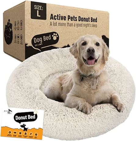 Plush Calming Donut Dog Bed, 36"x 36", Fits 100lbs