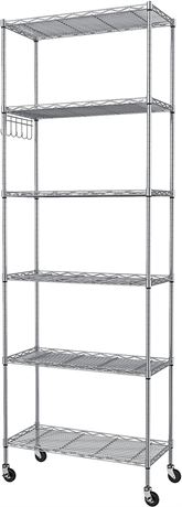 Homdox 6-Tier Storage Shelf, Silver, 21x11x72