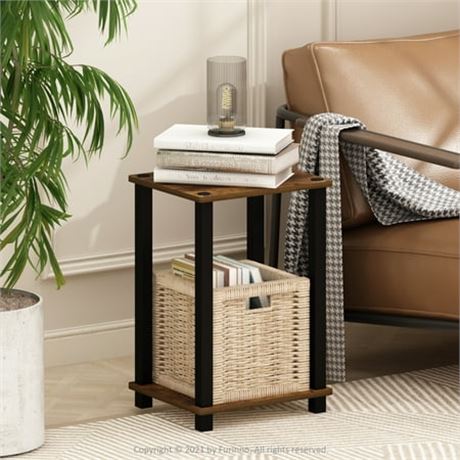 Furinno End Table, Small, Amber/Black