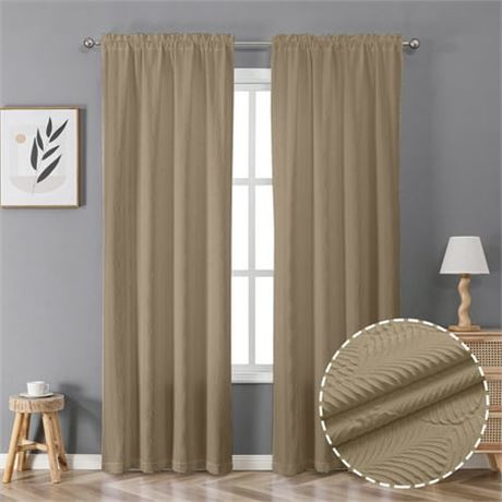 OVZME Taupe Curtains, 2 Panels, 42"Wx84"L