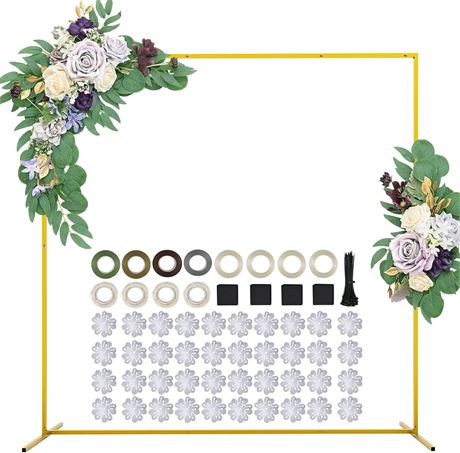 Wedding Arch Gold Backdrop Stand, 6.6x8.3 FT