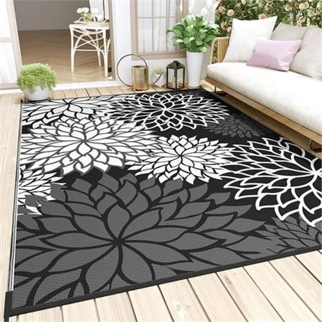Outdoor Rug 8'x10' Black/White by SIXHOME