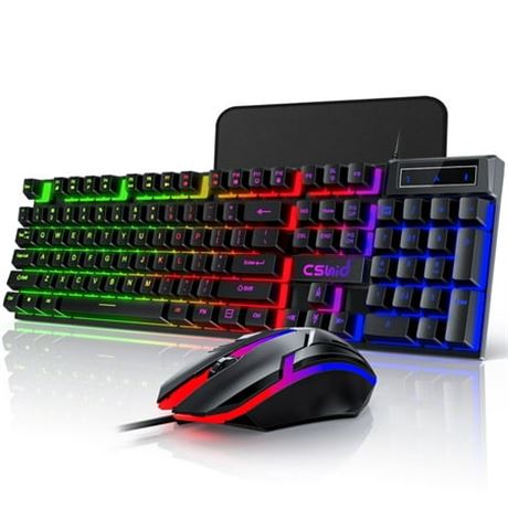 104 Keys Gaming Keyboard & Mouse, Rainbow LED