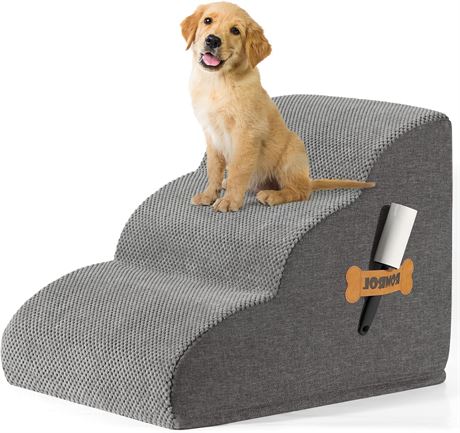 Romrol Dog Ramp, Extra Wide, 3-Tier - Grey