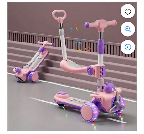 Sixbaby Kids Kick Scooter with 3 Light Up Wheels, Toddler Scooter with Adjustabl