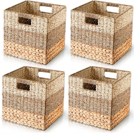 CHI AN 12x12in Wicker Storage Cubes, Set of 4