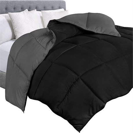 Utopia King Comforter, Quilted Black/Grey