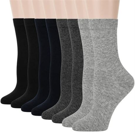 Loritta Women Crew Socks, Size 9-11, 8 Pairs