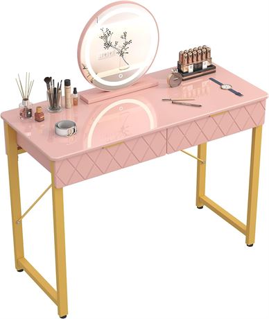 WESTREE Modern Vanity Desk, 39.5 in, Pink