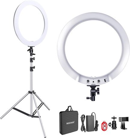 Neewer Upgraded 18-inch Ring Light Silver Kit, 42W