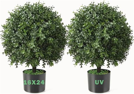Artificial Boxwood Topiary 24''T, Set of 2