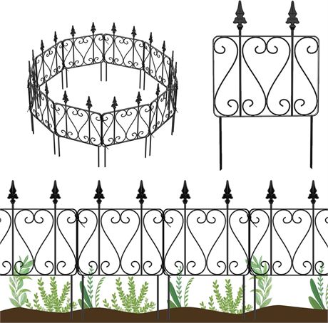 Decorative Garden Fence, 15 Panels Rustproof
