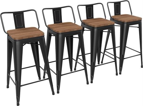 24" Yongchuang Metal Barstools Set, Wood Top