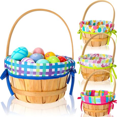 Weysat 4pc Easter Woodchip Round Baskets