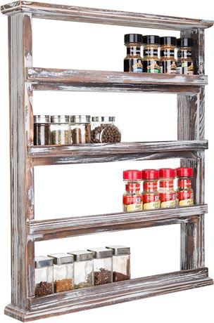 MyGift 4 Tier Rustic Wood Wall Spice Rack